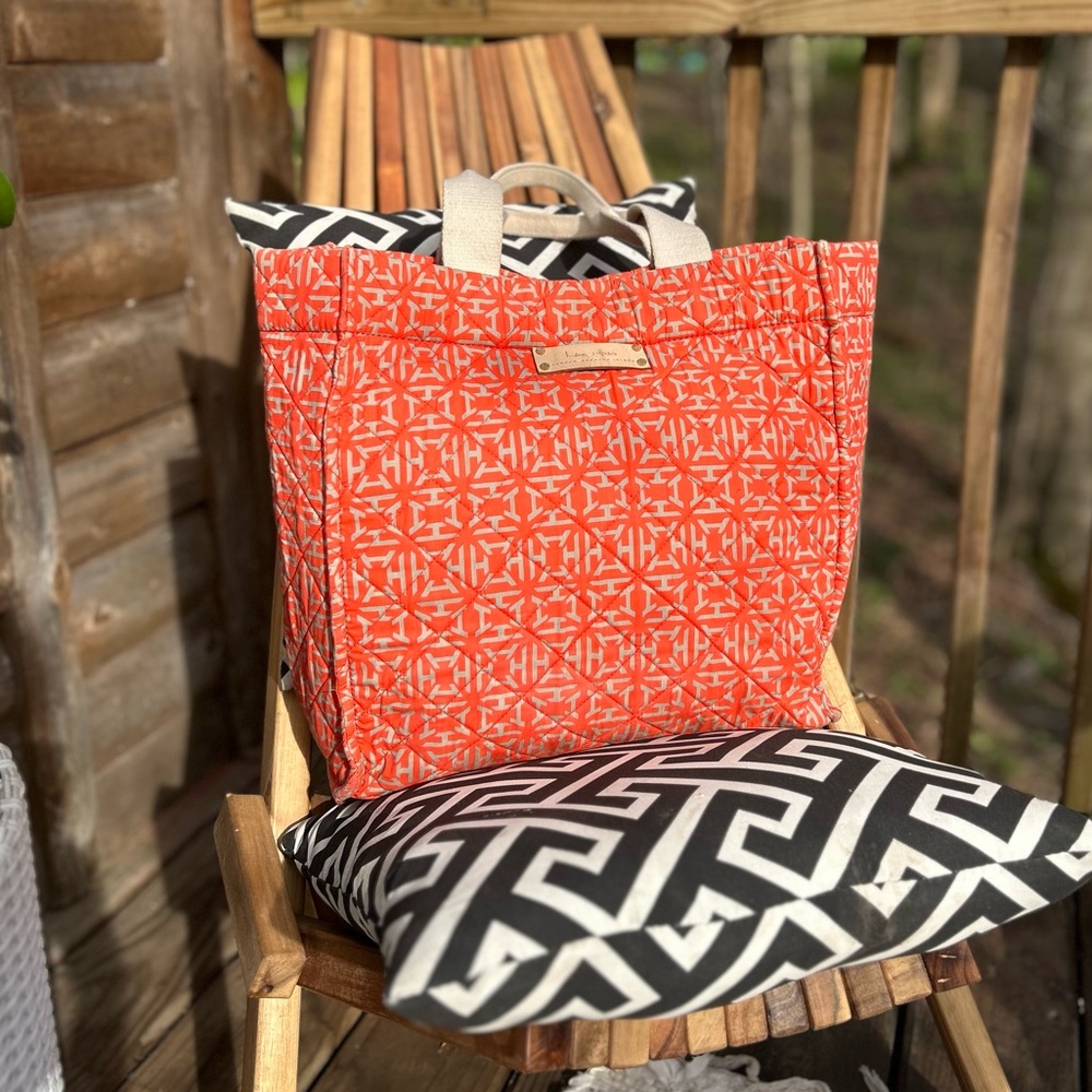 India Hicks quilted tote